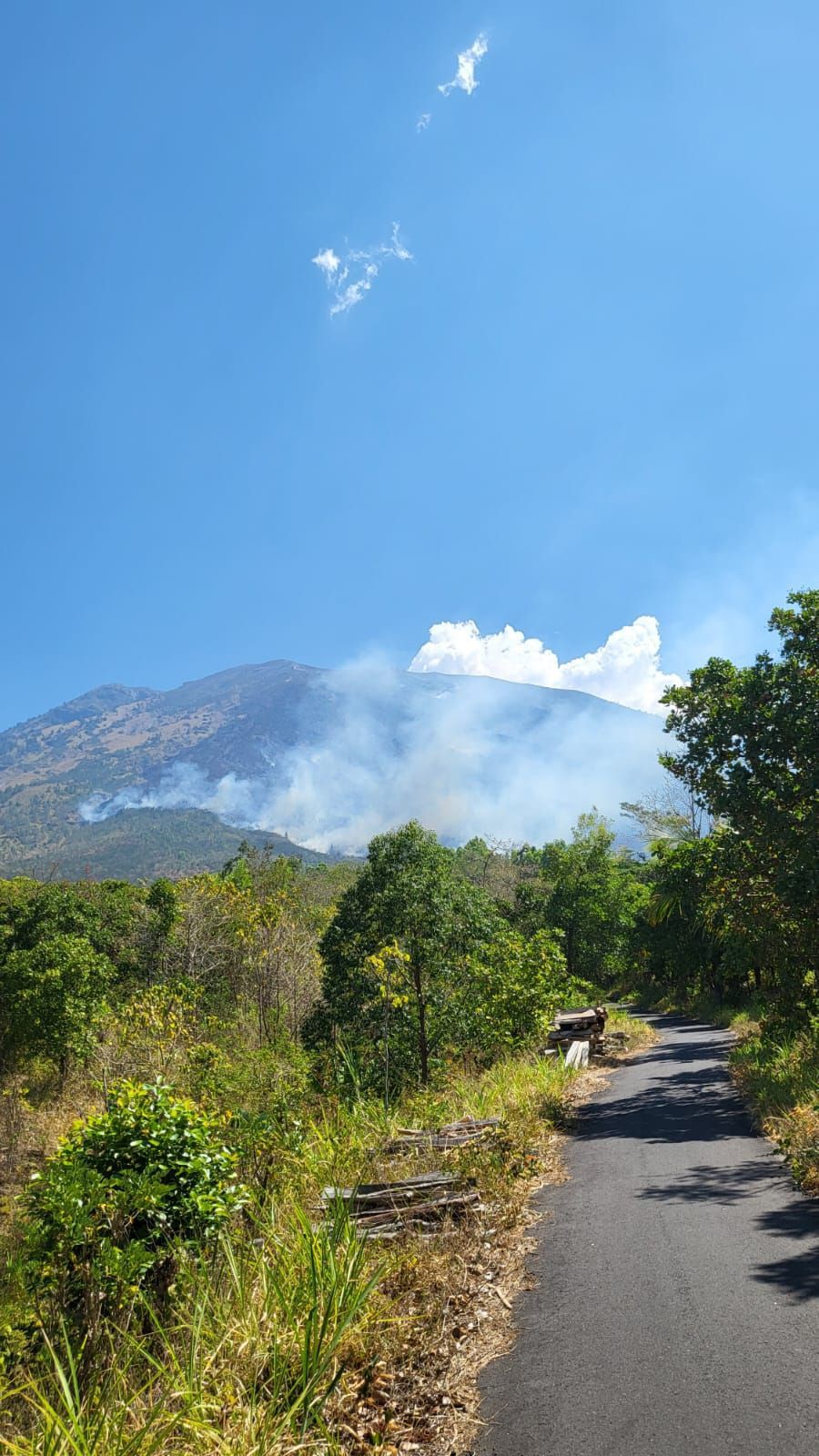 Kebakaran Lereng Gunung Agung Terpantau di Belasan Titik Lokasi