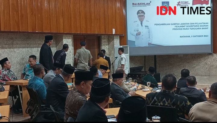 Pj Gubernur Gita Ariadi Usir Kepala Biro AP di Pelantikan Pj Sekda NTB