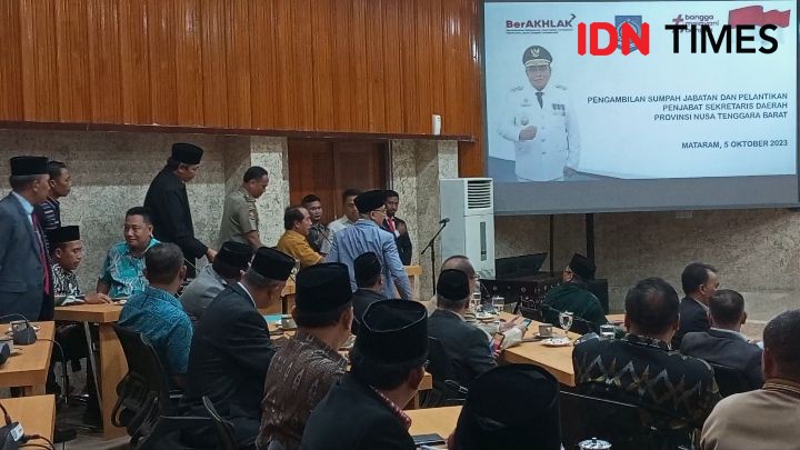 Pj Gubernur Gita Ariadi Usir Kepala Biro AP di Pelantikan Pj Sekda NTB