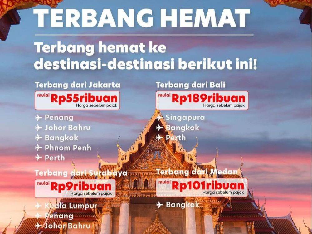 Promo Tiket AirAsia Rp0 Hingga 25 Oktober, Ini Rutenya