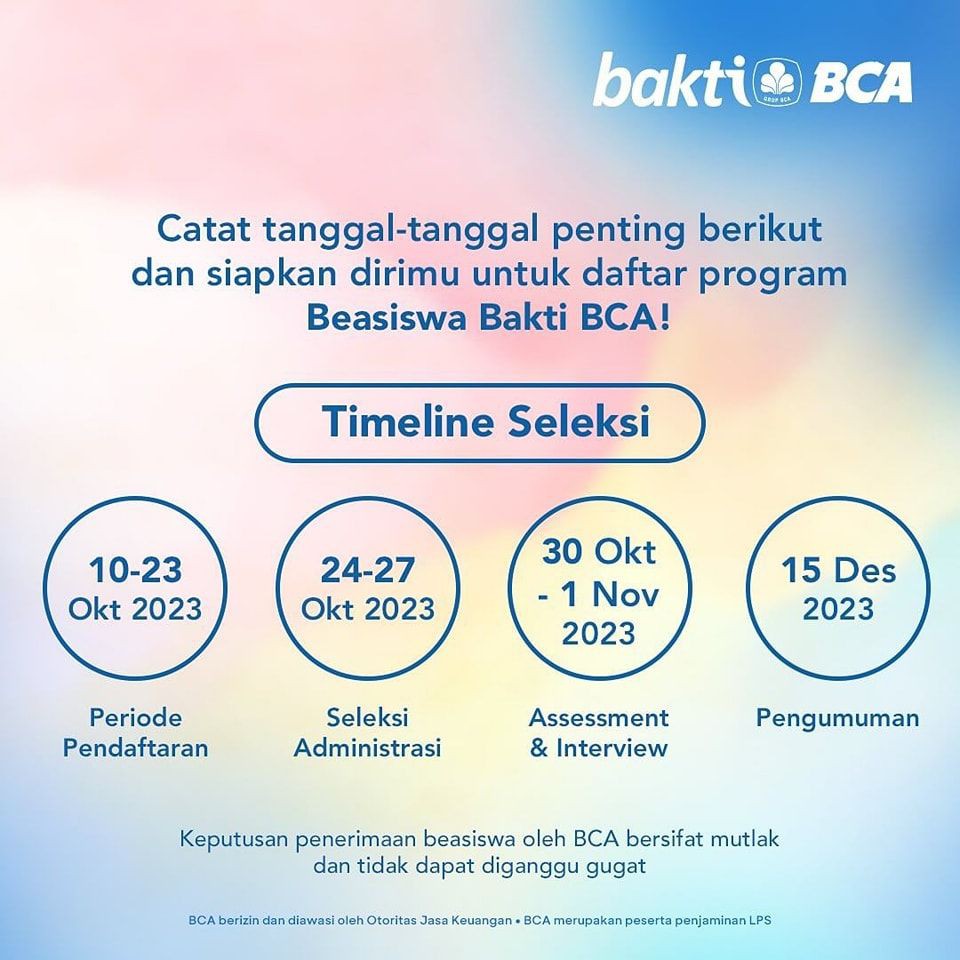 Beasiswa Bakti BCA 2023, Khusus Mahasiswa Semester 3