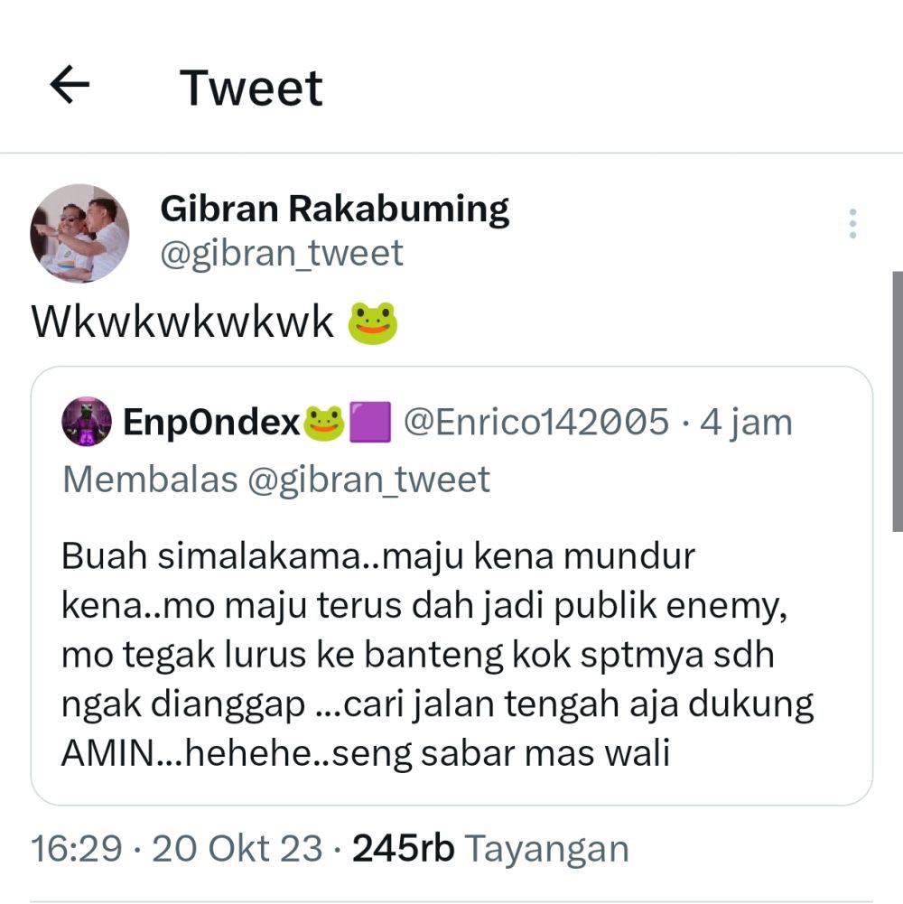 Gibran Tulis Cuitan 'Wkwkwk' Usai Dikabarkan Jadi Cawapres Prabowo