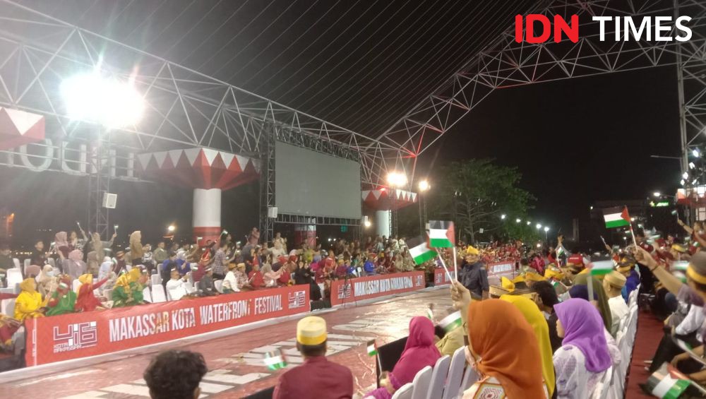 Bendera Palestina Bertebaran di Perayaan HUT ke-416 Kota Makassar