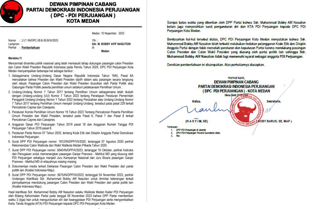 Wali Kota Bobby Nasution Bukan Lagi Kader PDIP