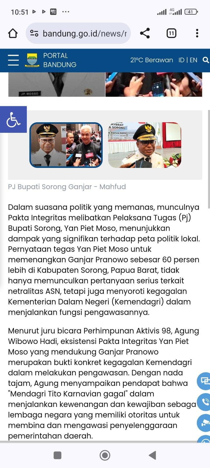 Laman Pemkot Bandung Unggah Berita PDI-P hingga Pemenangan Ganjar