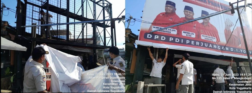 Satpol PP Yogyakarta Tertibkan APK dan Reklame Terbanyak di Umbulharjo