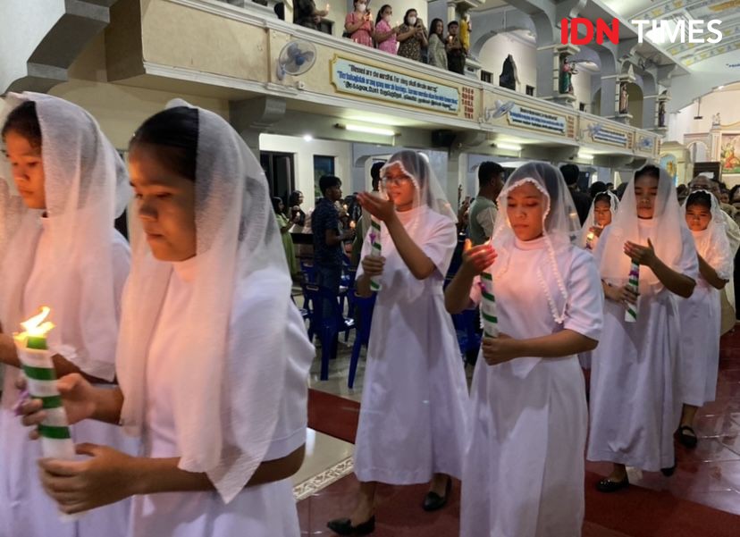 Hujan saat Malam Natal di Medan, Ratusan Jemaat Misa di Velangkanni 