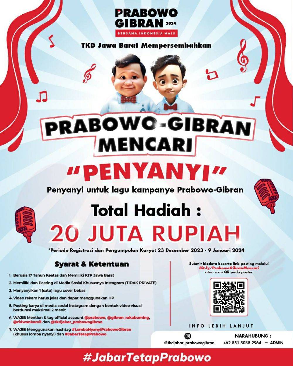 TKD Prabowo-Gibran Buka Kompetisi Cipta Lagu Untuk Milenial