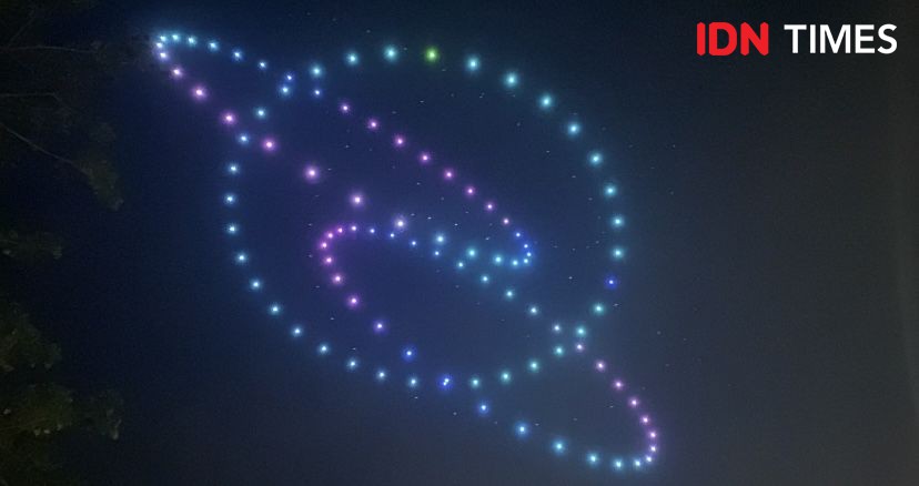 Light Drone Warnai Langit Kota Medan di Malam Tahun Baru 2024