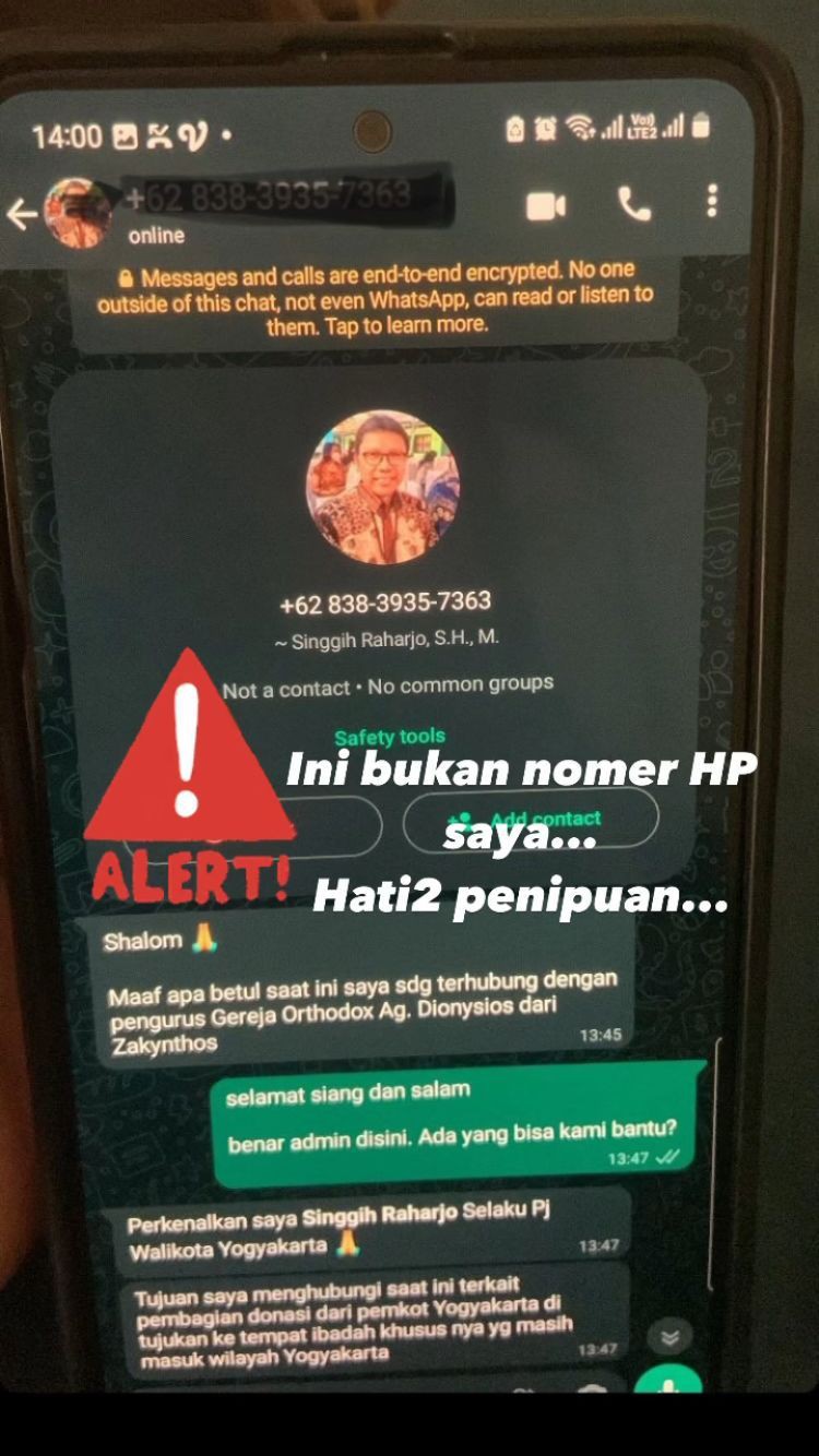 Hati-hati, Modus Penipuan Catut Nama Penjabat Wali Kota Yogyakarta  