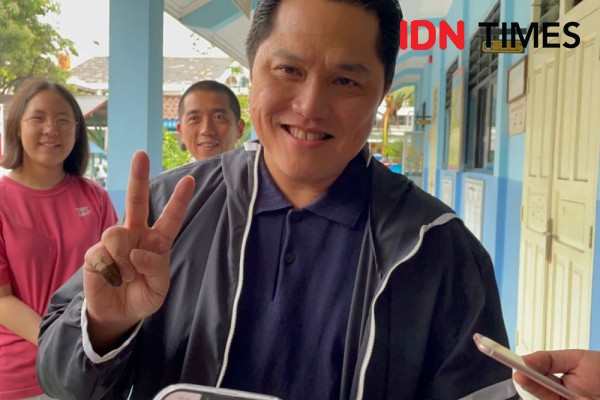Nyoblos Bareng Keluarga, Erick: Mudah-mudahan Hasilnya Terbaik