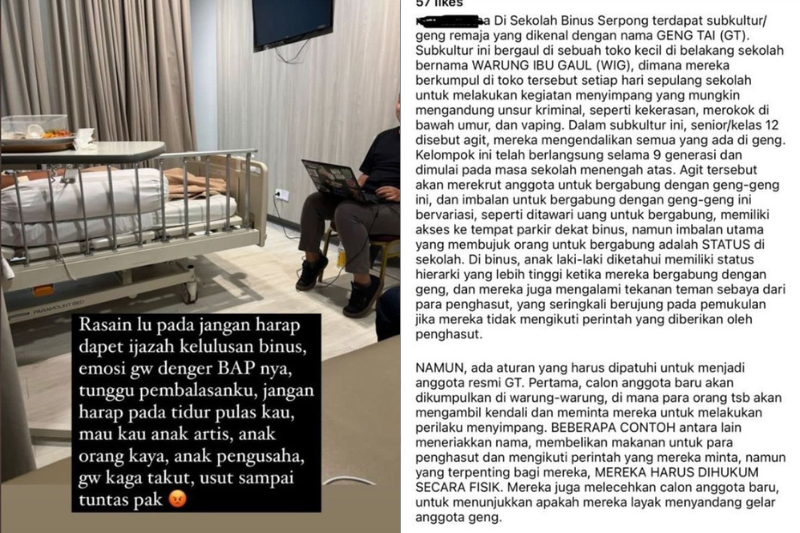 Viral Aksi Kekerasan Geng Tai di Binus Memakan Korban