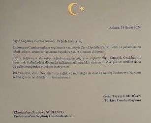 Beri Ucapan Selamat Ke Prabowo, Erdogan Kirimkan Surat