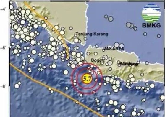 Gempa 5,7 M Berpusat di Perairan Bayah Lebak