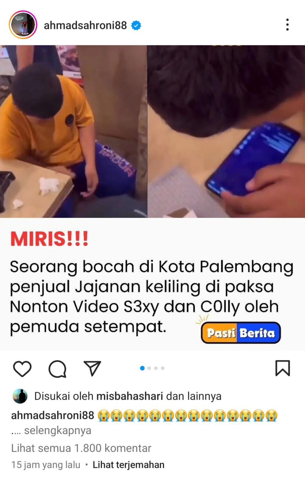 Pemuda Palembang Suruh dan Rekam Bocah Penjual Piscok Onani