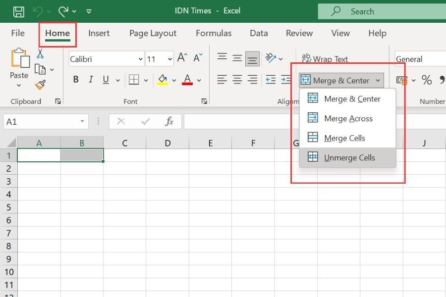Cara merge cell di excel untuk gabungkan sel jadi satu