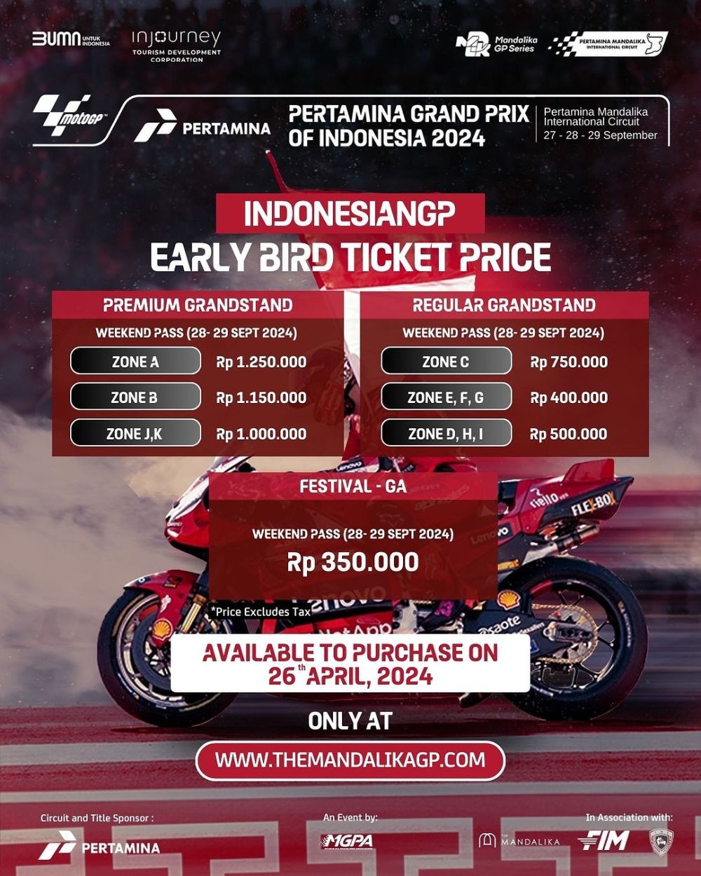 Promo Khusus Tiket MotoGP Mandalika 2024, Dijual Mulai Rp350 Ribu