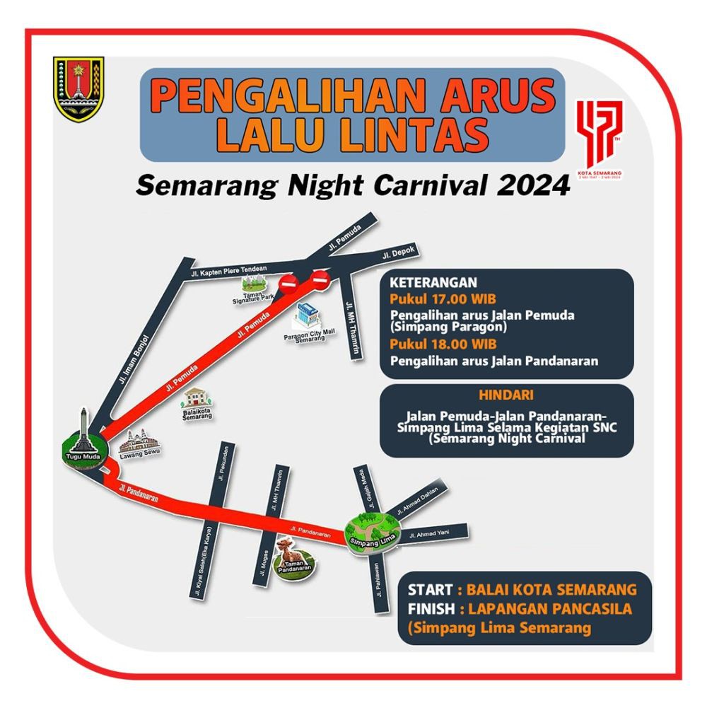 Rute Semarang Night Carnival 2024, Hindari Ruas Jalan Ini