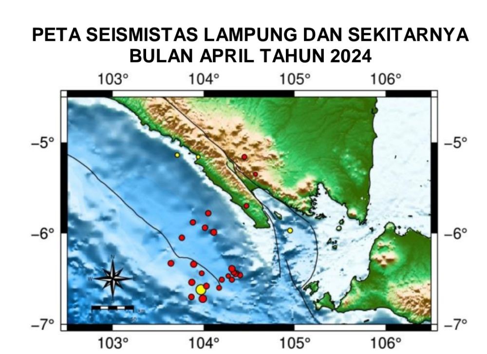 Periode April 2024, Lampung Diguncang 28 Kejadian Gempa Bumi
