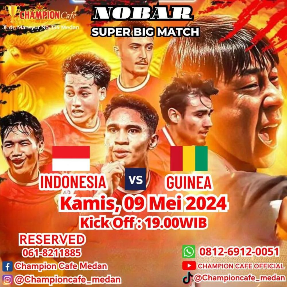 6 Tempat Nobar Playoff Olimpiade Indonesia Vs Guinea di Medan