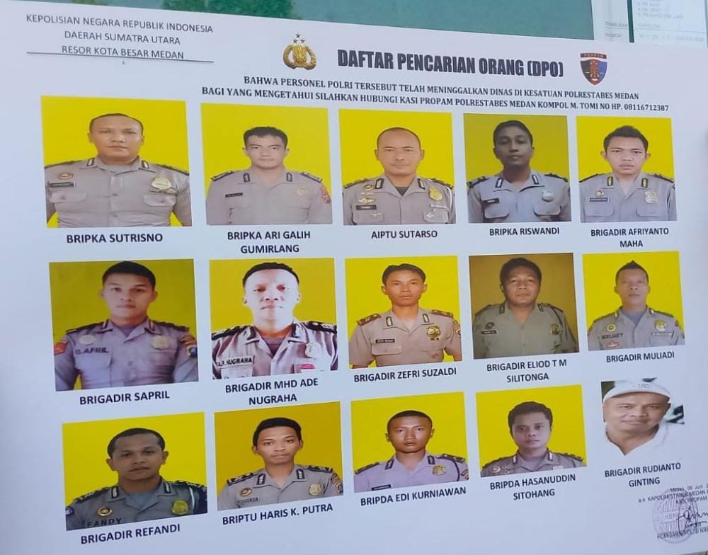 15 Polisi Masuk DPO, Polda Sumut: Sudah Dipecat hingga Proses Pidana