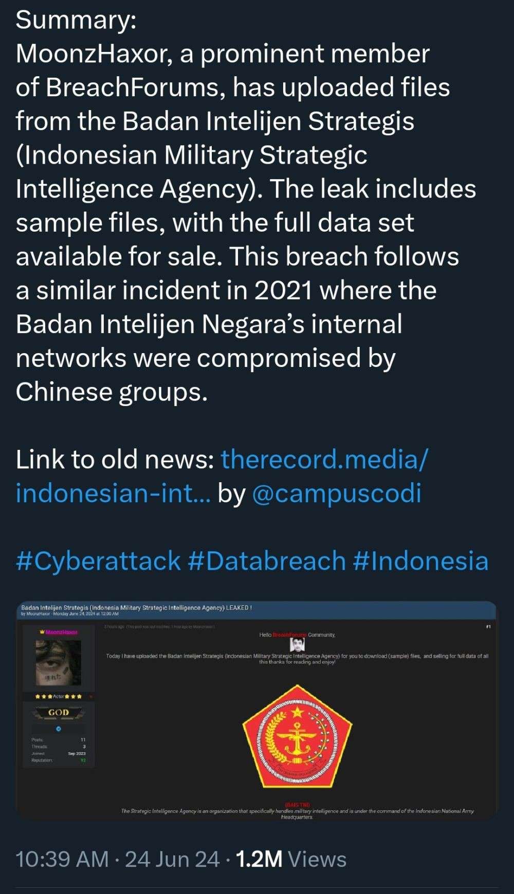 TNI Cek Dugaan Bocornya Data BAIS Di Dark Web