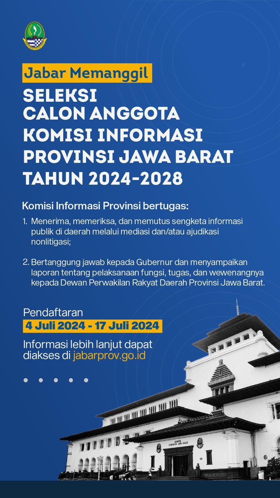 Pemprov Jabar Gelar Seleksi Anggota Komisi Informasi Tahun 2024-2028