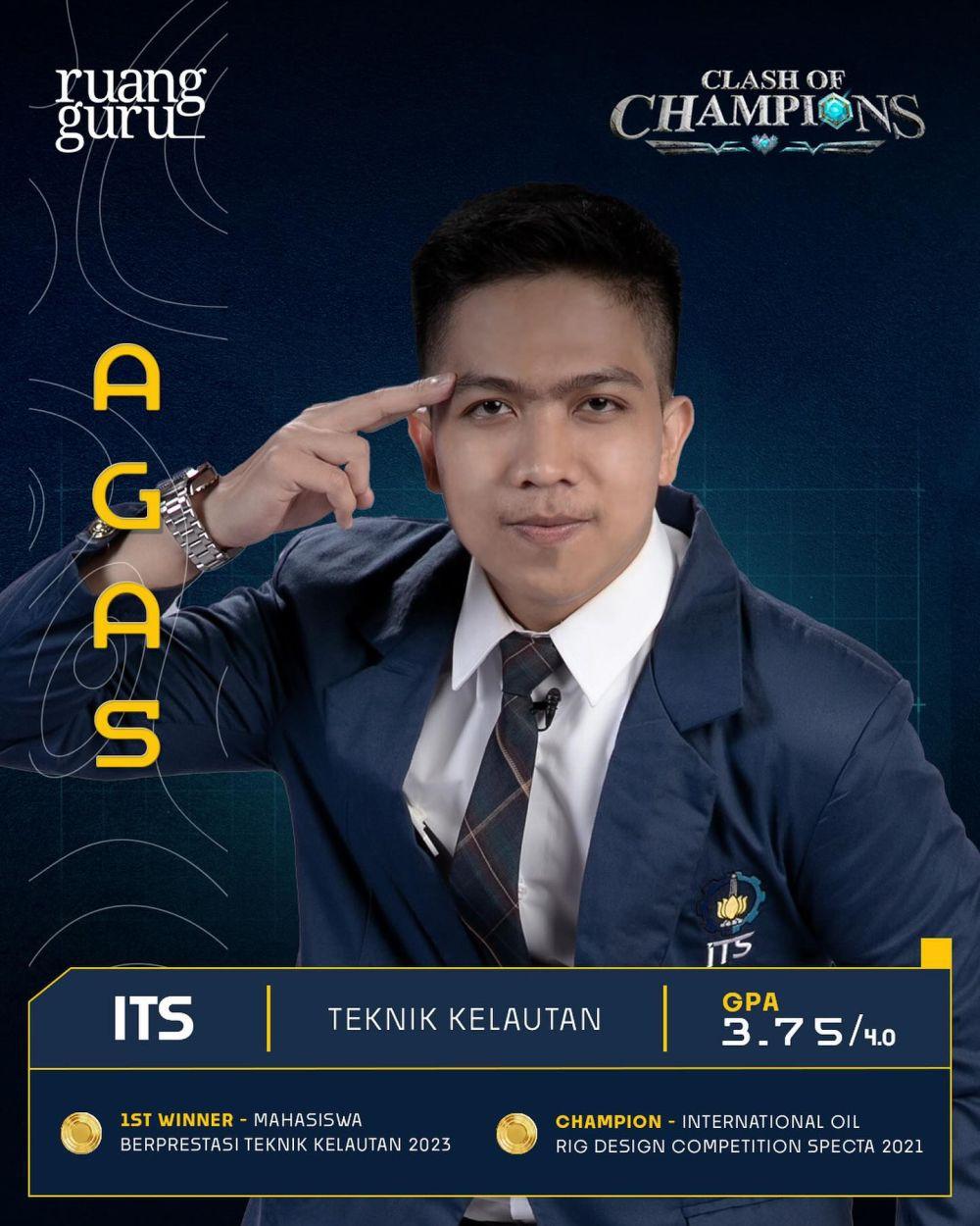 Profil Agas Clash of Champions, Peserta Kocak Asal ITS