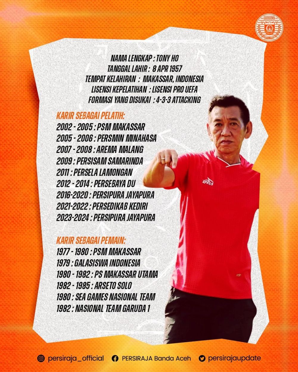 Persiraja Resmi Tunjuk Tony Ho Jadi Pelatih