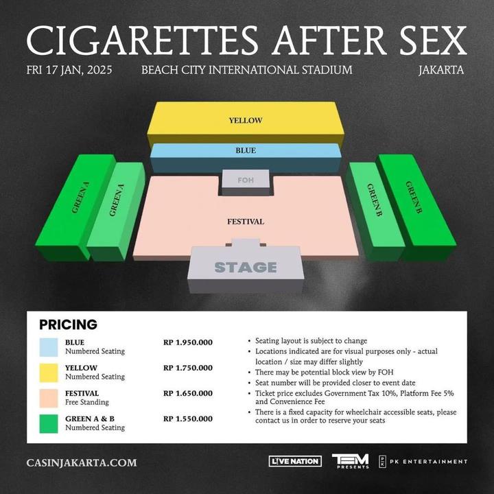 2. Harga tiket konser <b>Cigarettes</b> <b>After</b> Sex di Jakarta 2025.