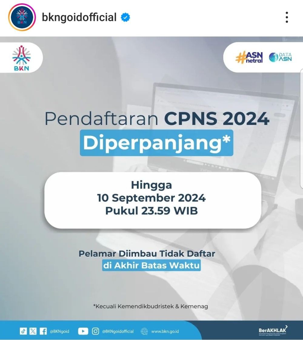 Pendaftaran CASN 2024 Diperpanjang Akibat Sistem E-meterai Error