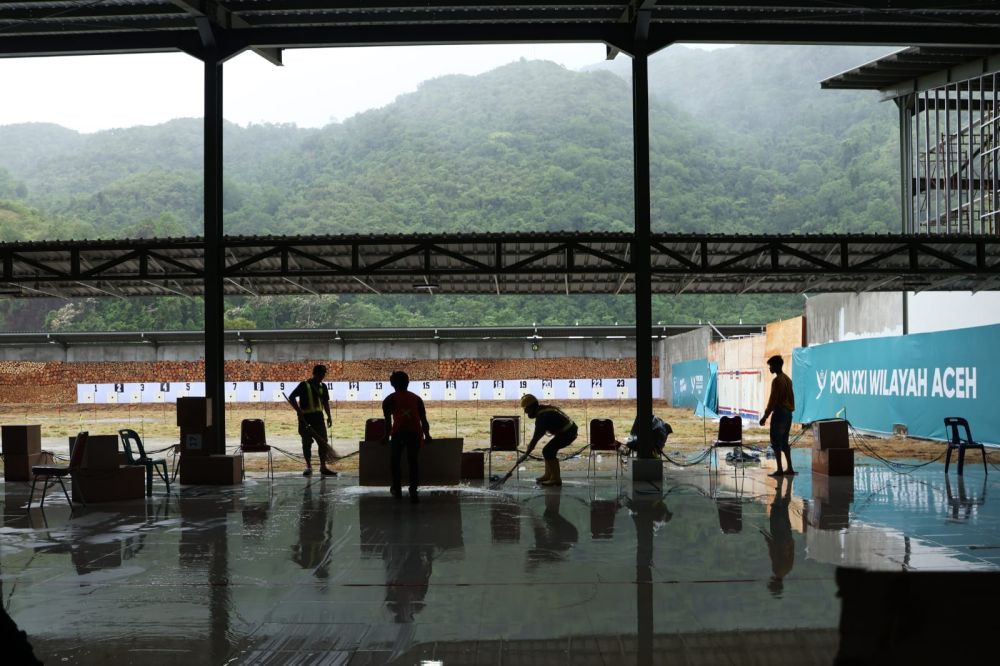 Saluran Talang Air Venue Tembak PON di Aceh Ambruk, 2 Nomor Ditunda