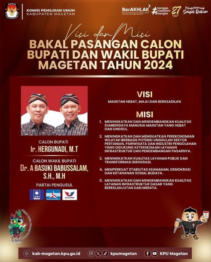 Catat! Ini Visi dan Misi 3 Bakal Paslon Bupati Magetan di Pilkada 2024