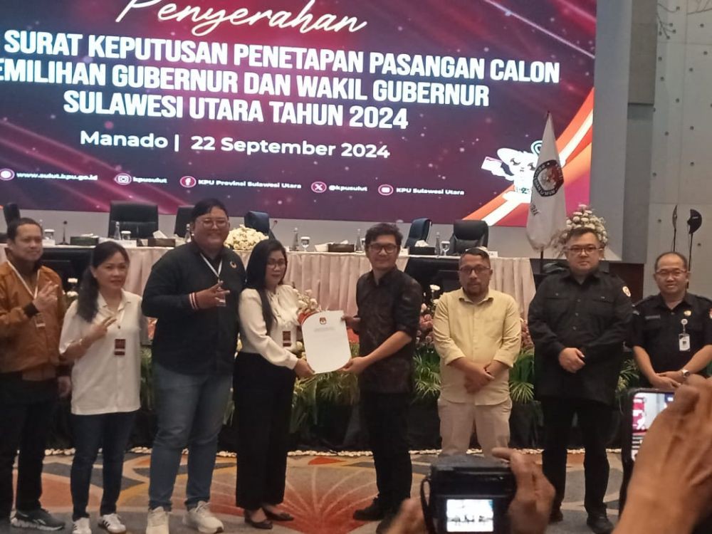 KPU Sulawesi Utara Tetapkan 3 Paslon di Pilkada 2024