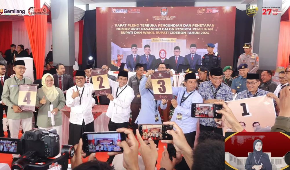 KPU Umumkan Nomor Urut Paslon Pilkada Kabupaten Cirebon