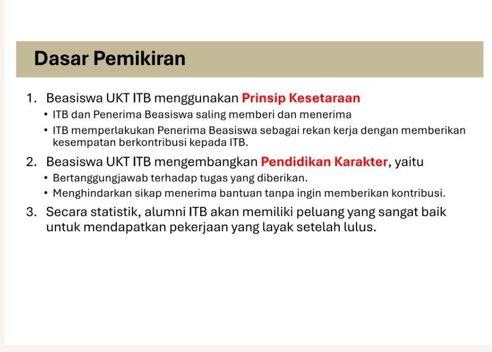 ITB Minta Mahasiswa Penerima Beasiswa UKT Kerja Paruh Waktu di Kampus