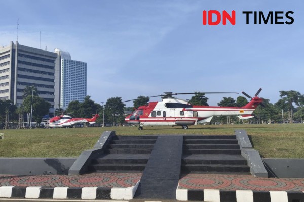 Jelang Pelantikan, Helikopter Kepresidenan Siaga di Gedung Parlemen