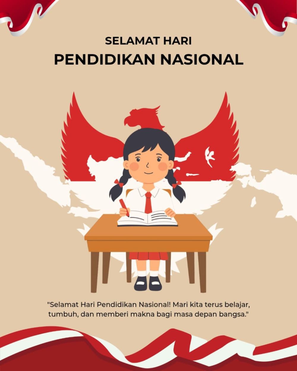 10 Poster Hari Pendidikan Nasional Anak SD, Lucu dan Ceria!