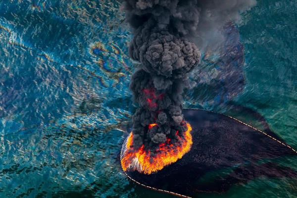Sumber Gambar: viralthread.com Kebakaran ini terjadi di anjungan minyak laut Teluk Meksiko, bulan April 2010.
